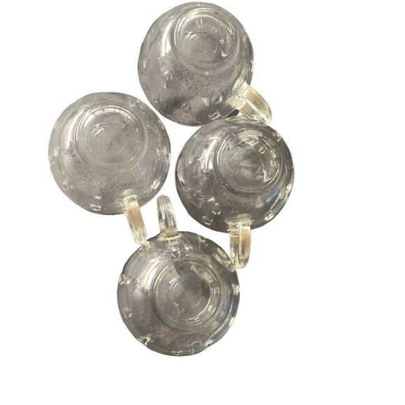 Vintage Hazel Atlas Set Lot of 4 Teardrop Clear Glass Mid Century Teacups Classy - Picture 8 of 10